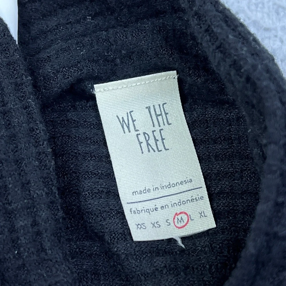 We The Free Kitty Thermal Sweater Women's M Black Funnel Slouchy Oversized‎ Top